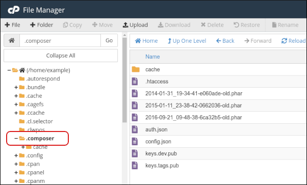 cPanel - File Manager - Select folder