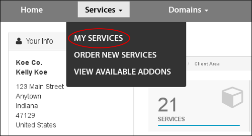 Select My Services from the Services menu.