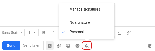 Webmail - Choose signature