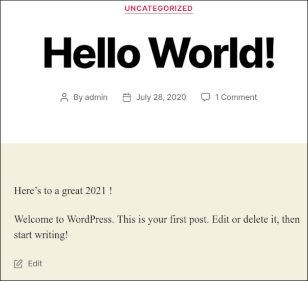 WordPress - Current year example - Post