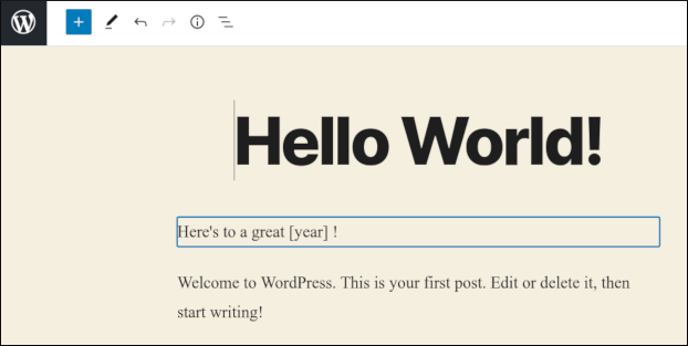 WordPress - Current year example - Editing