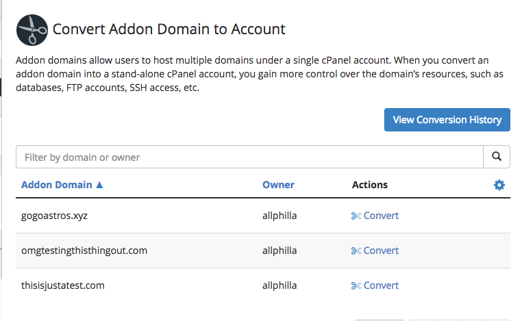 Select Addon Domain