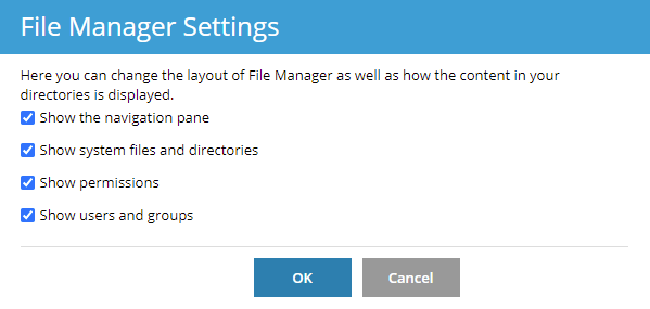 Plesk File Manager Settings